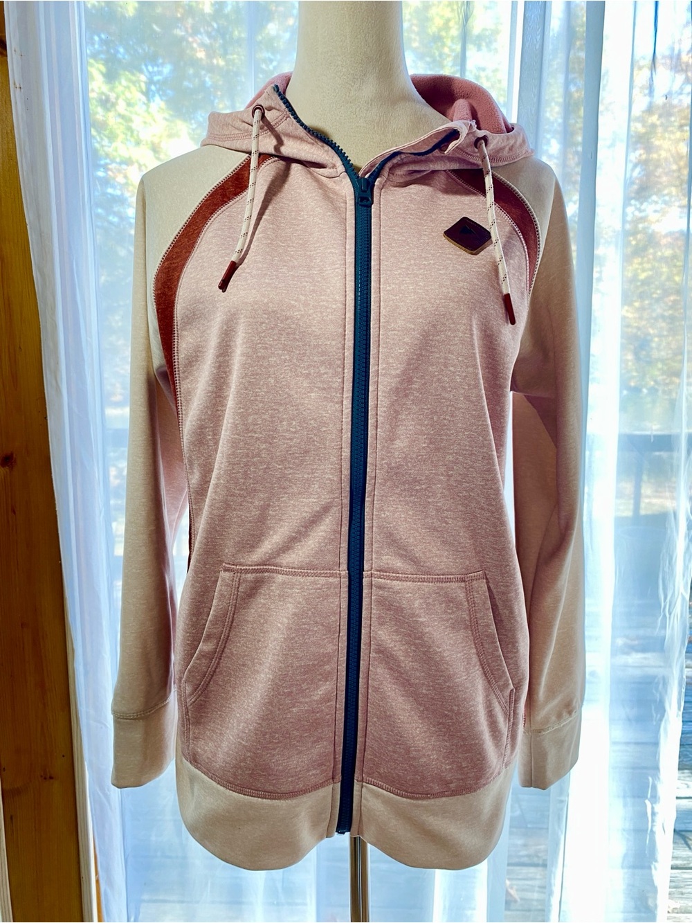 Burton Scoop Hoodie Zip Two-Tone Pink DryRide Technical Bonded Fleece Medium EUC